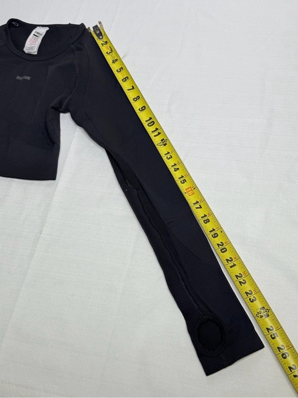 Gymshark Women’s Black Long Flex Long Sleeve Crop Top Open Back XS - Picture 8 of 11